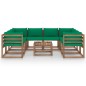 vidaXL Set de muebles de jardín 9 piezas con cojines verdes vidaXL Set de muebles de jardín 9 piezas con cojines verdes