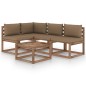 vidaXL Juego de muebles de jardín 5 piezas con cojines gris taupe vidaXL Juego de muebles de jardín 5 piezas con cojines gris taupe