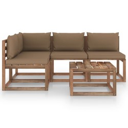 vidaXL Juego de muebles de jardín 5 piezas con cojines gris taupe