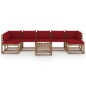 vidaXL Juego de muebles de jardín 8 piezas con cojines rojo tinto vidaXL Juego de muebles de jardín 8 piezas con cojines rojo tinto