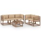 vidaXL Set de muebles de jardín 6 pzas con cojines beige vidaXL Set de muebles de jardín 6 pzas con cojines beige