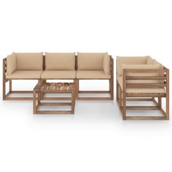 vidaXL Set de muebles de jardín 6 pzas con cojines beige