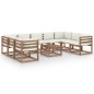 vidaXL Juego de muebles de jardín 10 piezas con cojines blanco crema