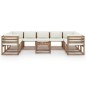 vidaXL Juego de muebles de jardín 10 piezas con cojines blanco crema