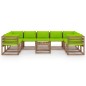 vidaXL Juego de muebles de jardín 10 piezas con cojines verde lima