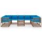 vidaXL Set de muebles de jardín 10 piezas con cojines azul claro vidaXL Set de muebles de jardín 10 piezas con cojines azul claro
