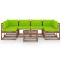 vidaXL Muebles de jardín de palets 7 pzs con cojines madera impregnada vidaXL Muebles de jardín de palets 7 pzs con cojines madera impregnada