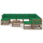 vidaXL Juego de muebles de jardín 11 piezas con cojines verde vidaXL Juego de muebles de jardín 11 piezas con cojines verde