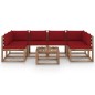 vidaXL Muebles de jardín de palets 7 pzs con cojines madera impregnada vidaXL Muebles de jardín de palets 7 pzs con cojines madera impregnada