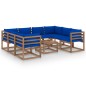 vidaXL Juego de muebles de jardín 9 piezas con cojines azules vidaXL Juego de muebles de jardín 9 piezas con cojines azules
