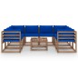 vidaXL Juego de muebles de jardín 9 piezas con cojines azules vidaXL Juego de muebles de jardín 9 piezas con cojines azules