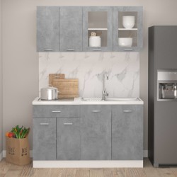 vidaXL Juego muebles de cocina 4 pzas madera ingeniería gris hormigón