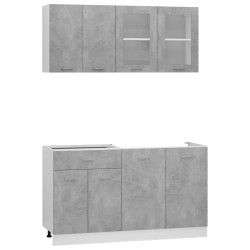 vidaXL Juego muebles de cocina 4 pzas madera ingeniería gris hormigón