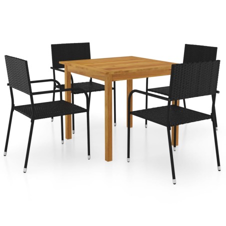 vidaXL Juego de comedor para jardín de 5 piezas negro