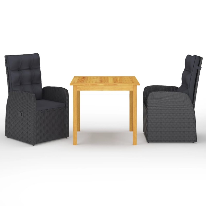 vidaXL Juego de comedor para jardín 3 piezas negro vidaXL Juego de comedor para jardín 3 piezas negro