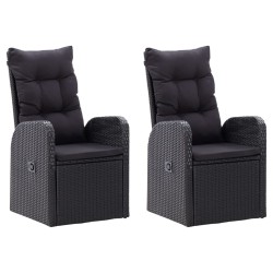 vidaXL Juego de comedor para jardín 3 piezas negro