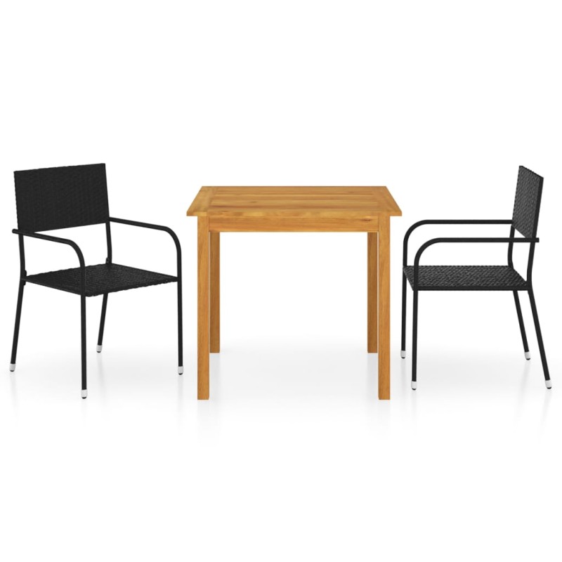vidaXL Juego de comedor para jardín 3 piezas negro vidaXL Juego de comedor para jardín 3 piezas negro