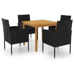 vidaXL Juego de comedor para jardín de 5 piezas negro