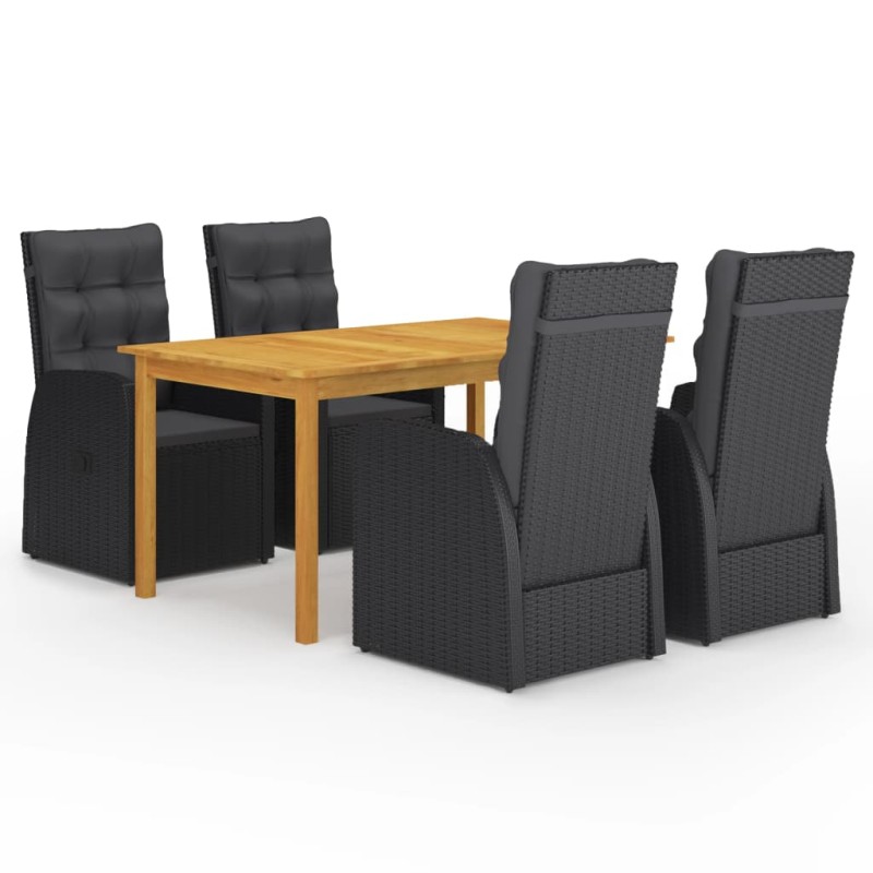 vidaXL Juego de comedor para jardín 5 piezas negro vidaXL Juego de comedor para jardín 5 piezas negro