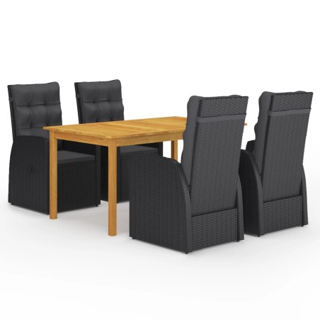 vidaXL Juego de comedor para jardín 5 piezas negro