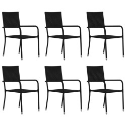 vidaXL Juego de comedor para jardín de 7 piezas negro