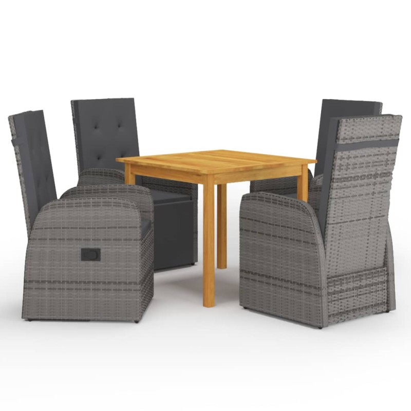 vidaXL Juego de comedor para jardín 5 piezas gris vidaXL Juego de comedor para jardín 5 piezas gris