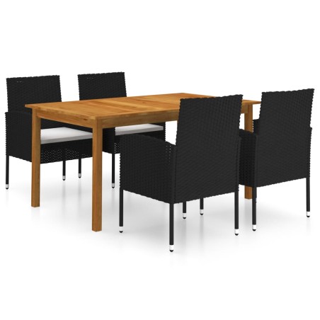 vidaXL Juego de comedor para jardín de 5 piezas negro