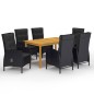 vidaXL Juego de comedor de jardín de 7 piezas negro vidaXL Juego de comedor de jardín de 7 piezas negro