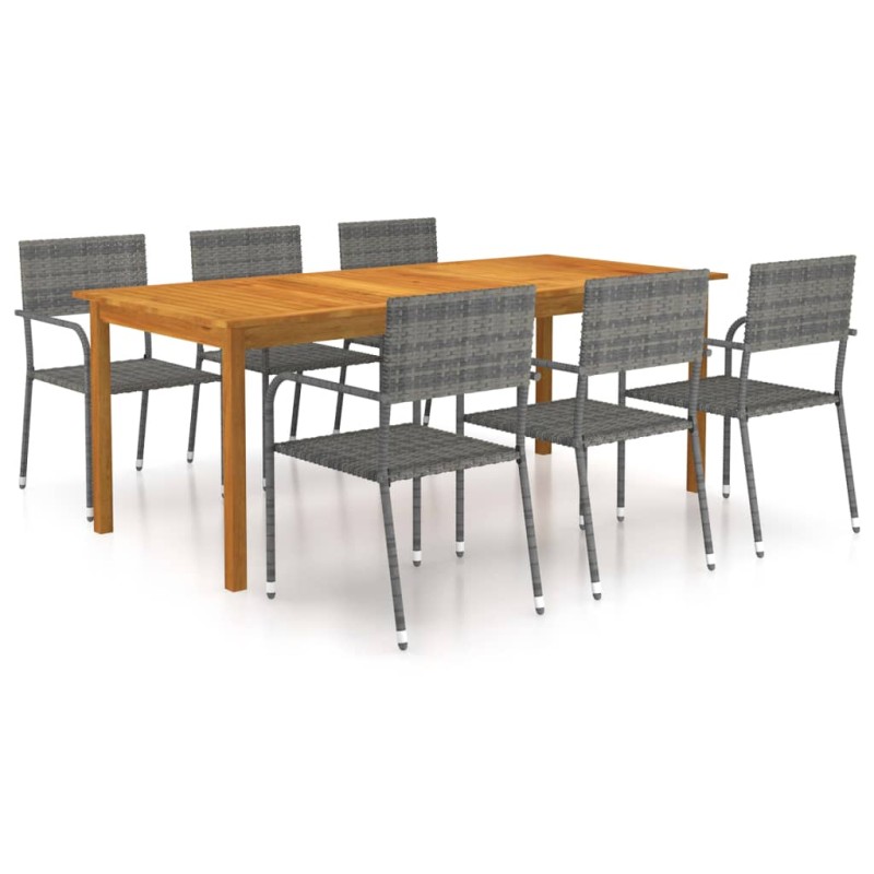 vidaXL Juego de comedor para jardín de 7 piezas gris vidaXL Juego de comedor para jardín de 7 piezas gris