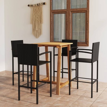 vidaXL Conjunto de bar para jardín 5 piezas negro