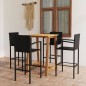 vidaXL Conjunto de bar para jardín 5 piezas negro