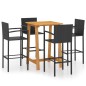 vidaXL Conjunto de bar para jardín 5 piezas negro