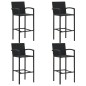 vidaXL Conjunto de bar para jardín 5 piezas negro