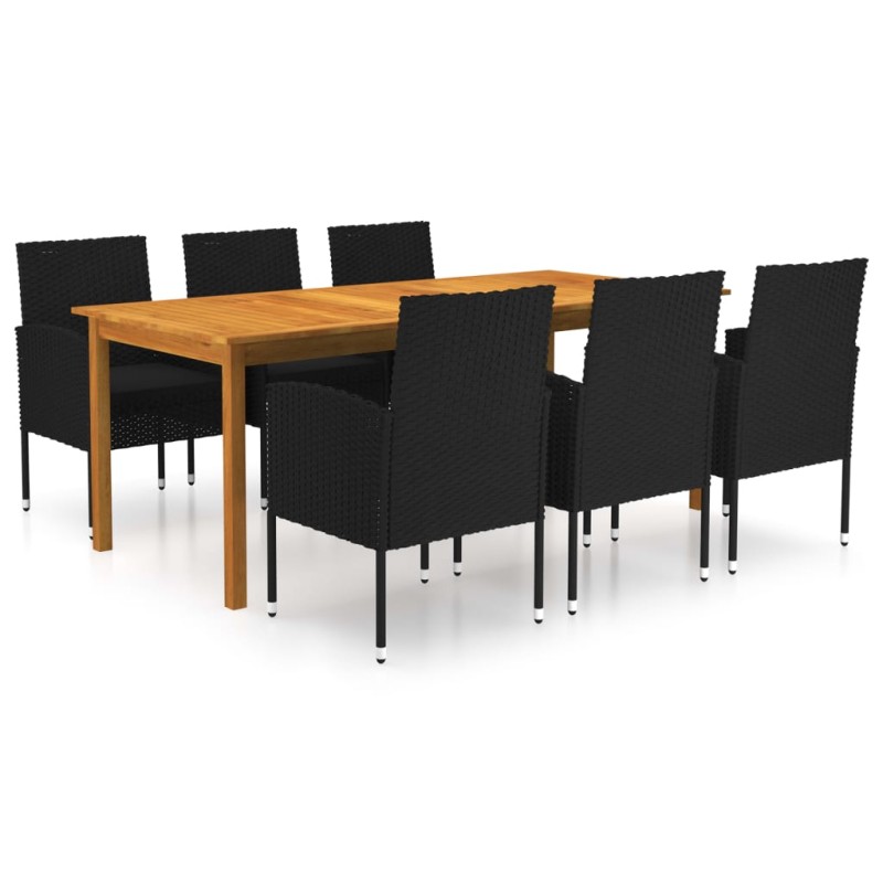 vidaXL Juego de comedor para jardín de 7 piezas negro vidaXL Juego de comedor para jardín de 7 piezas negro