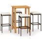 vidaXL Set de bar para jardín 5 piezas y cojines ratán sintético marrón vidaXL Set de bar para jardín 5 piezas y cojines ratán sintético marrón