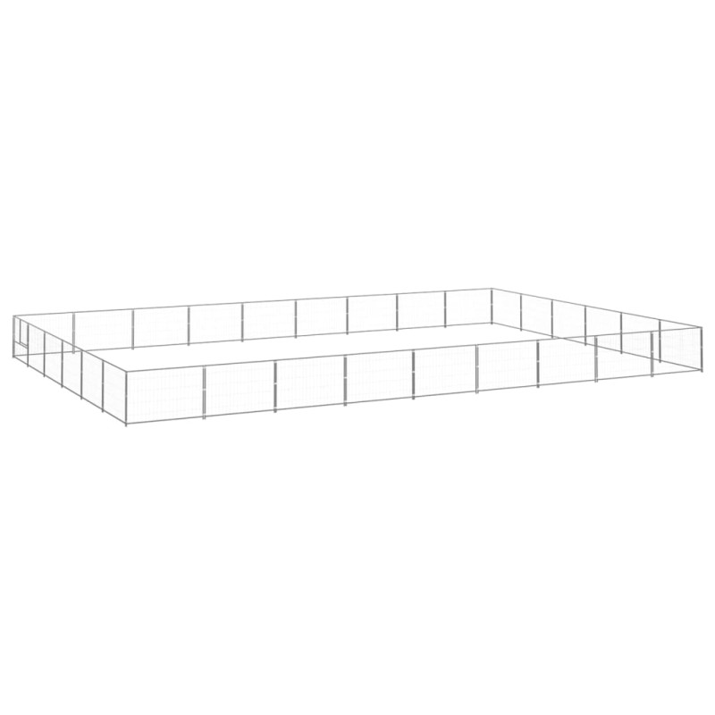 vidaXL Perrera plateada 54 m² acero vidaXL Perrera plateada 54 m² acero
