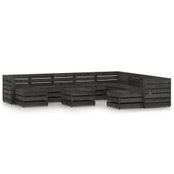 vidaXL Set de muebles de jardín 11 pzas madera de pino impregnada gris