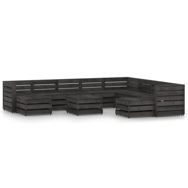 vidaXL Set de muebles de jardín 11 pzas madera de pino impregnada gris