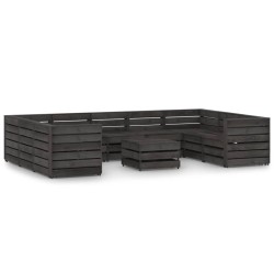 vidaXL Set de muebles de jardín 10 pzas madera de pino impregnada gris