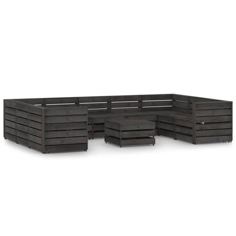 vidaXL Set de muebles de jardín 10 pzas madera de pino impregnada gris