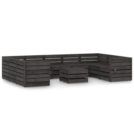 vidaXL Set de muebles de jardín 10 pzas madera de pino impregnada gris