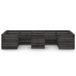 vidaXL Set de muebles de jardín 10 pzas madera de pino impregnada gris