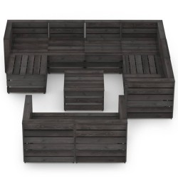 vidaXL Set de muebles de jardín 10 pzas madera de pino impregnada gris