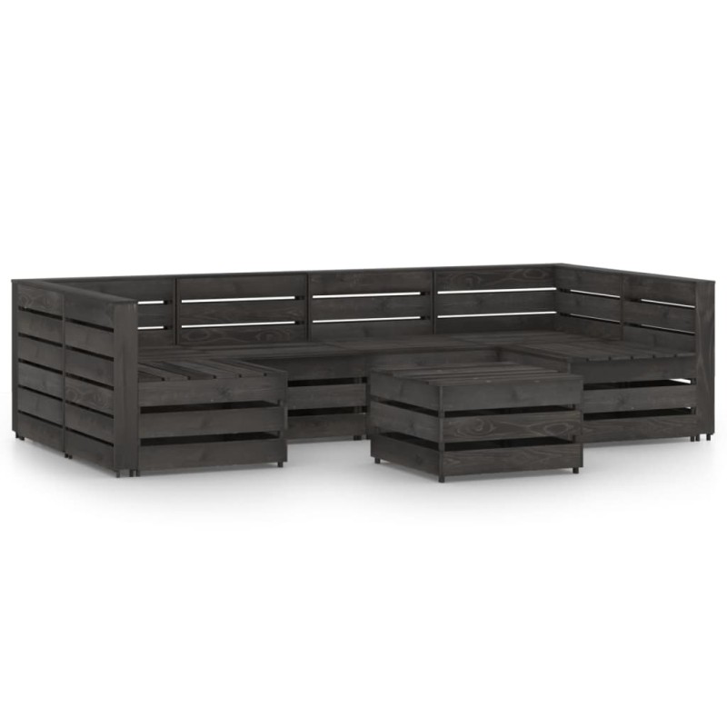 vidaXL Set de muebles de jardín 7 pzas madera de pino impregnada gris