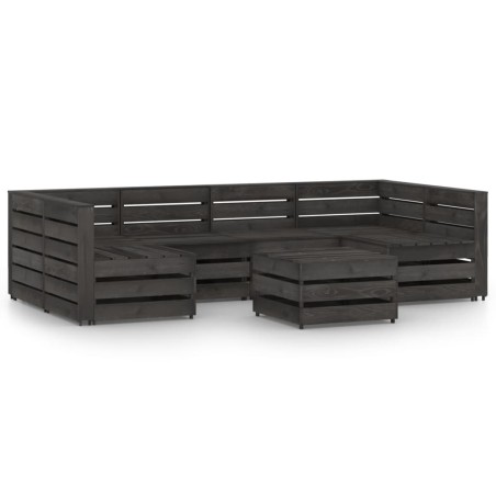 vidaXL Set de muebles de jardín 7 pzas madera de pino impregnada gris