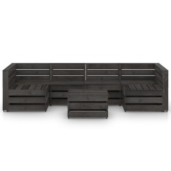 vidaXL Set de muebles de jardín 7 pzas madera de pino impregnada gris
