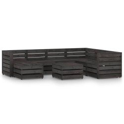 vidaXL Set de muebles de jardín 8 pzas madera de pino impregnada gris