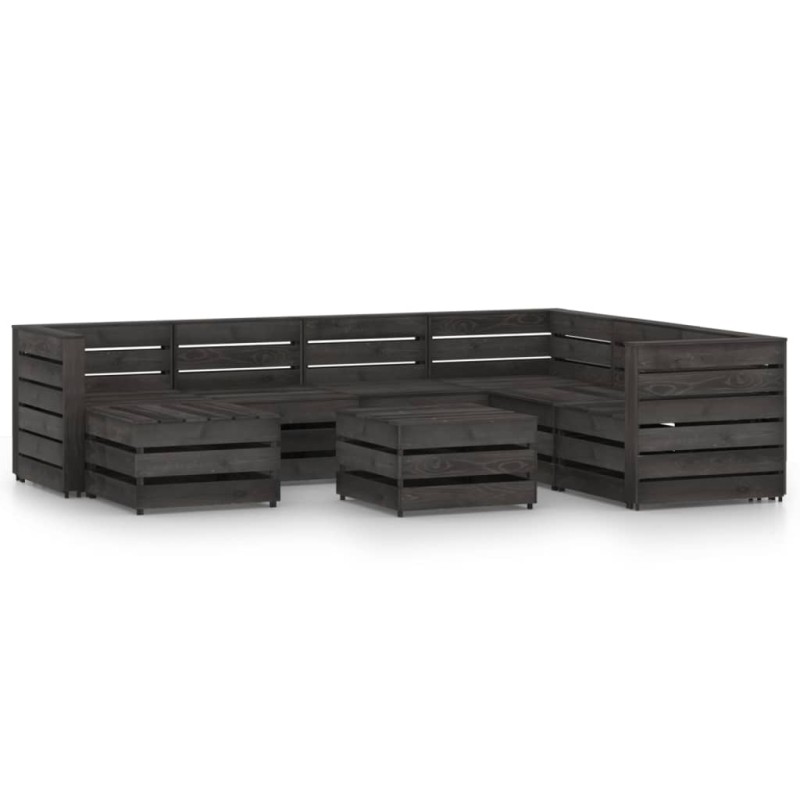 vidaXL Set de muebles de jardín 8 pzas madera de pino impregnada gris vidaXL Set de muebles de jardín 8 pzas madera de pino impregnada gris