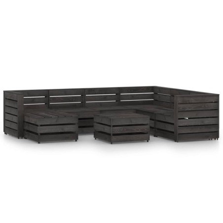 vidaXL Set de muebles de jardín 8 pzas madera de pino impregnada gris