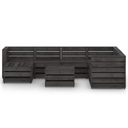 vidaXL Set de muebles de jardín 8 pzas madera de pino impregnada gris